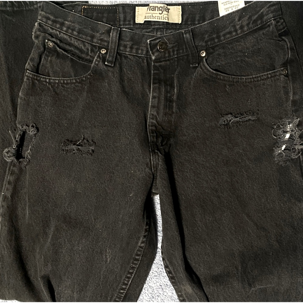 Black washed out RIPPED denim jeans